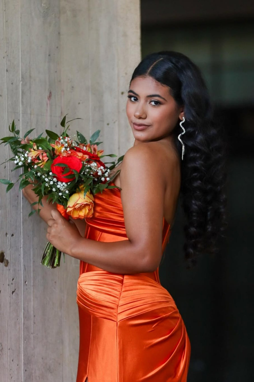 Strapless Hollowed-out Mermaid Prom Dress with Keyhole in Orange