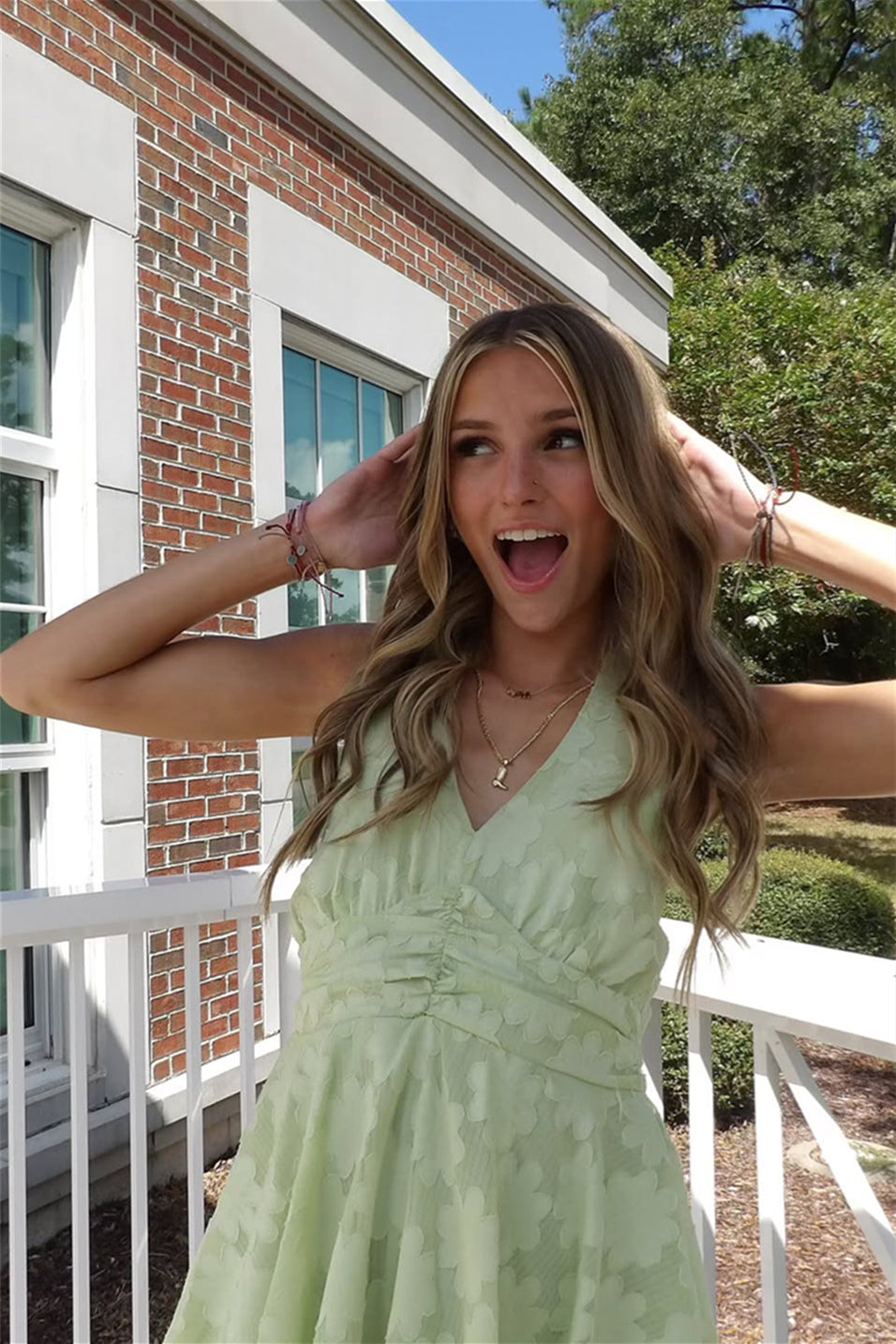 Flower Print Halter A-line Ruffle Homecoming Dress in Pistachio