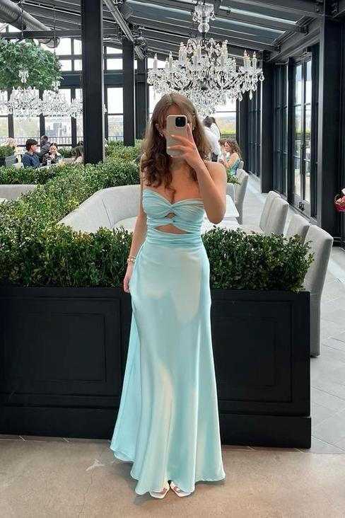 Keyhole Strapless Mermaid Prom Dress in Aqua