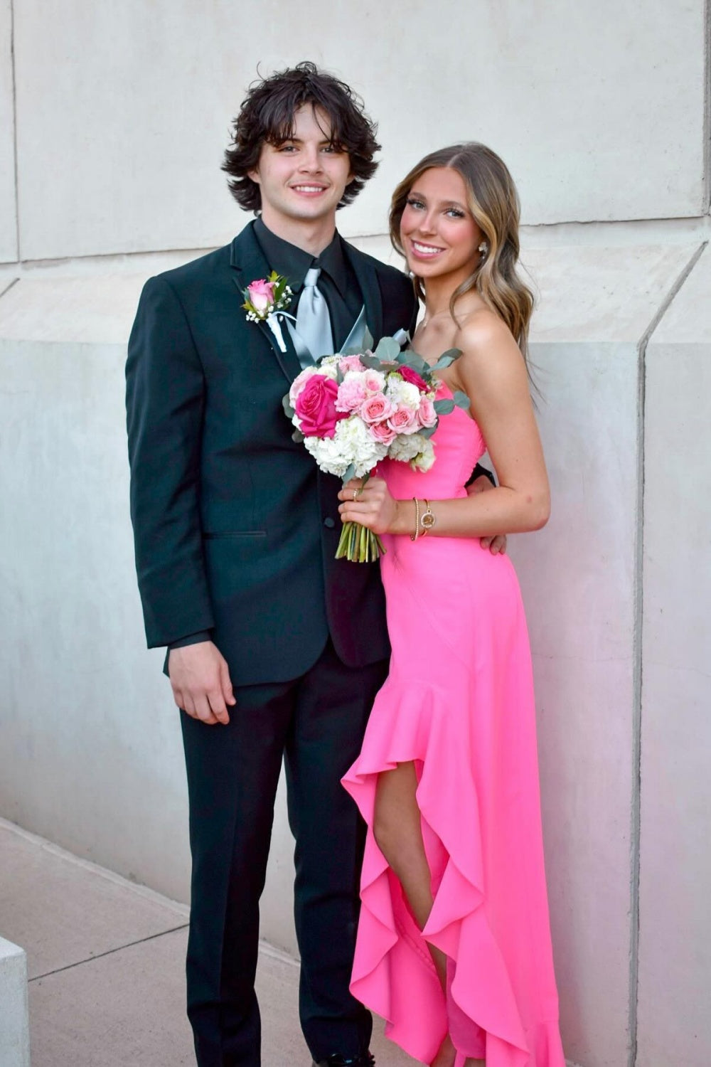 Sweetheart Ruffle Hem A-line Prom Dress in Pink