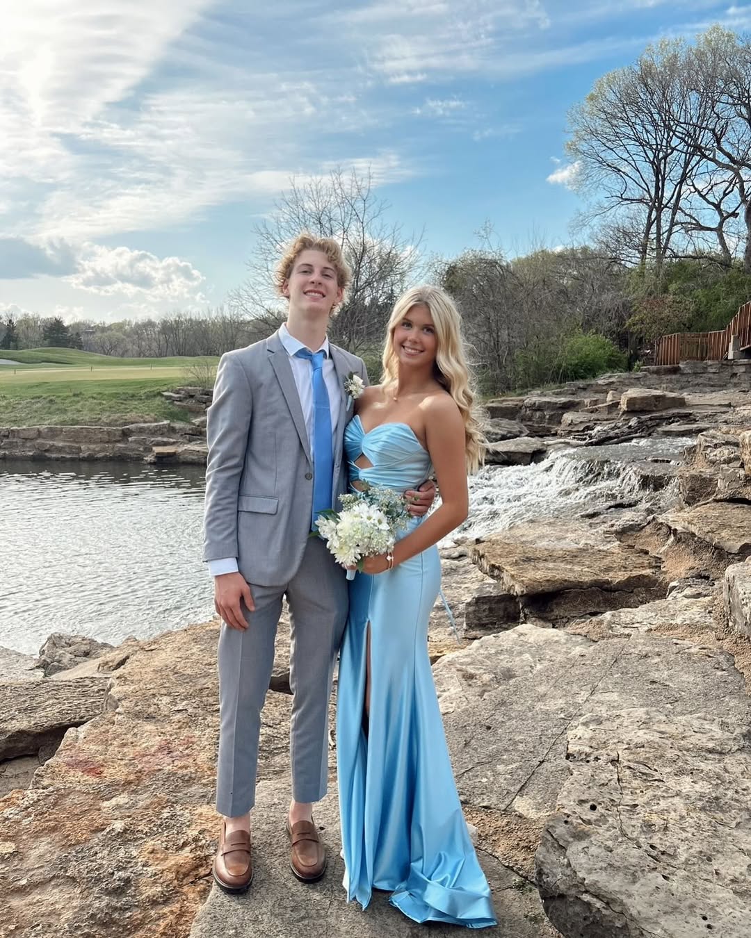 Keyhole Strapless Mermaid Prom Dress with Slit in Blue