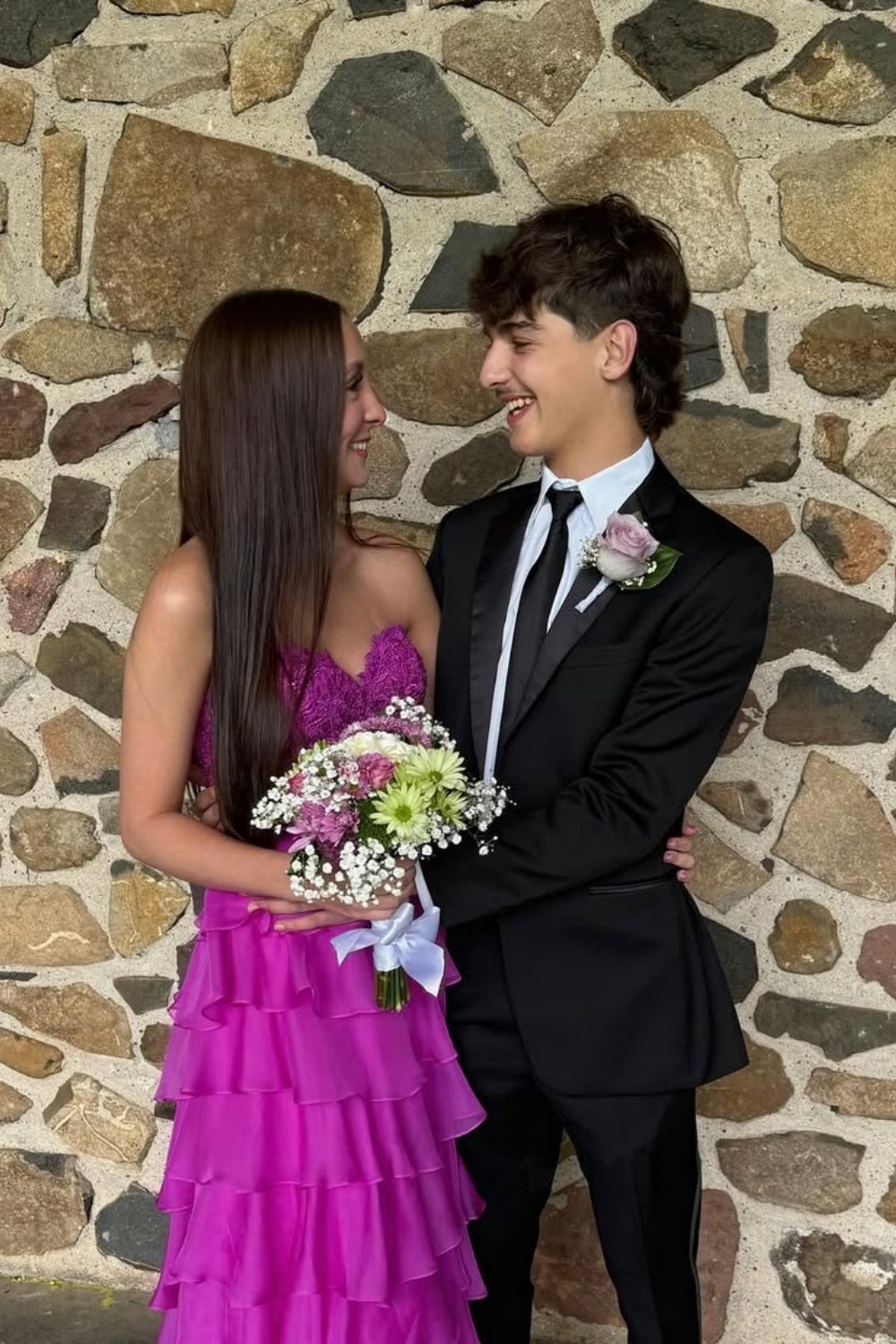 Lace Applique A-line Ruffle Sweetheart Prom Dress in Purple