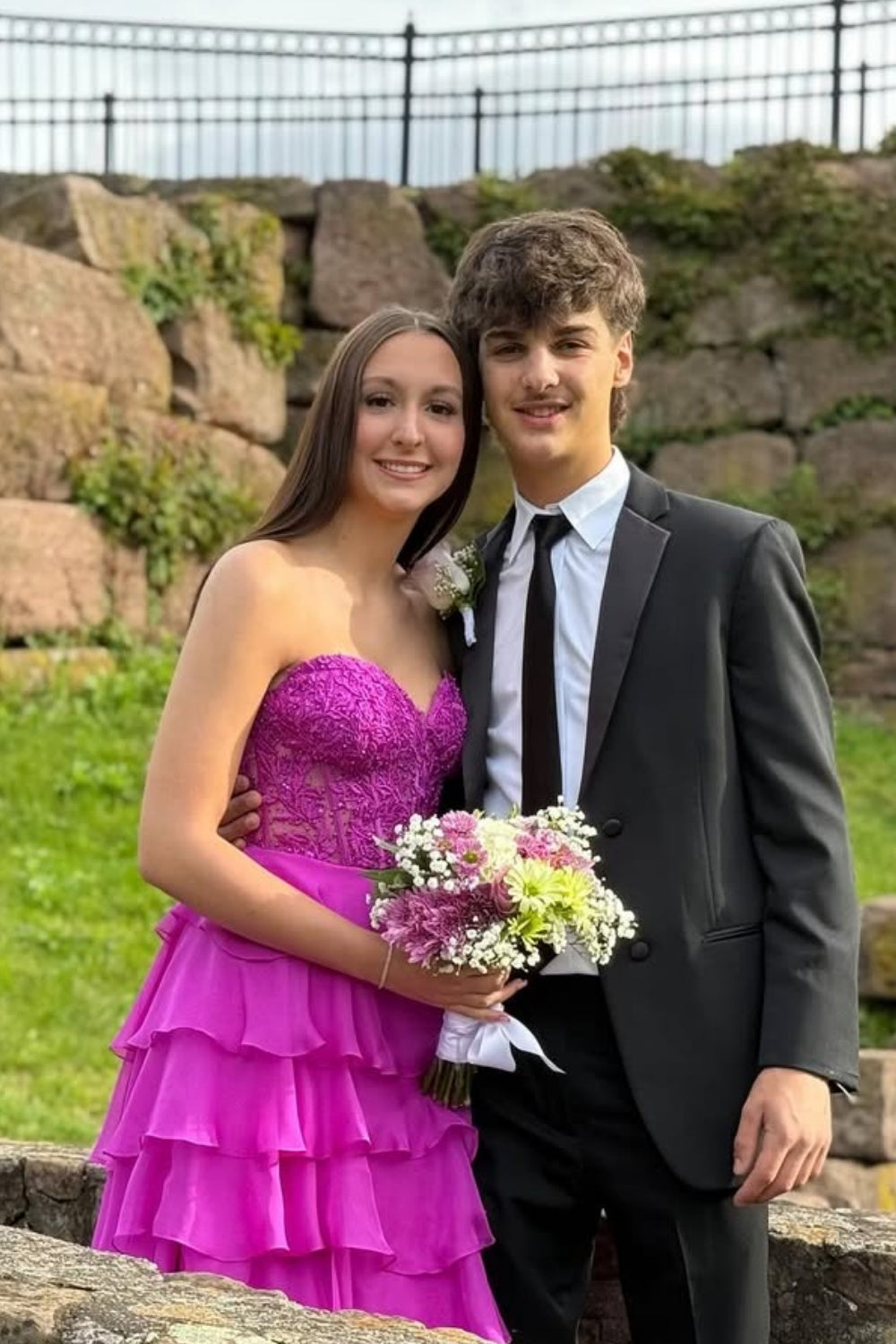 Lace Applique A-line Ruffle Sweetheart Prom Dress in Purple