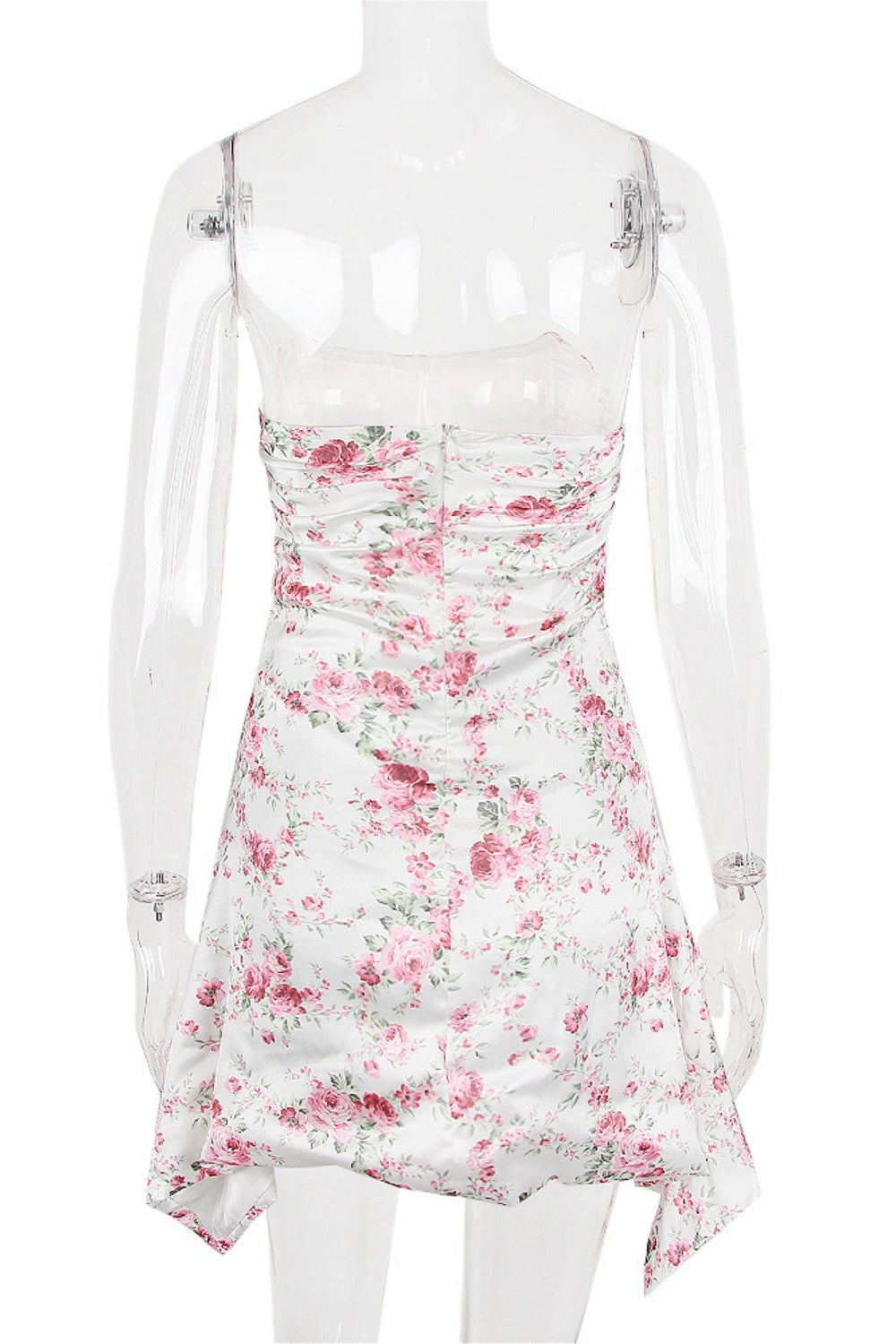 Strapless Ruched Fitted Party Dress in Floral