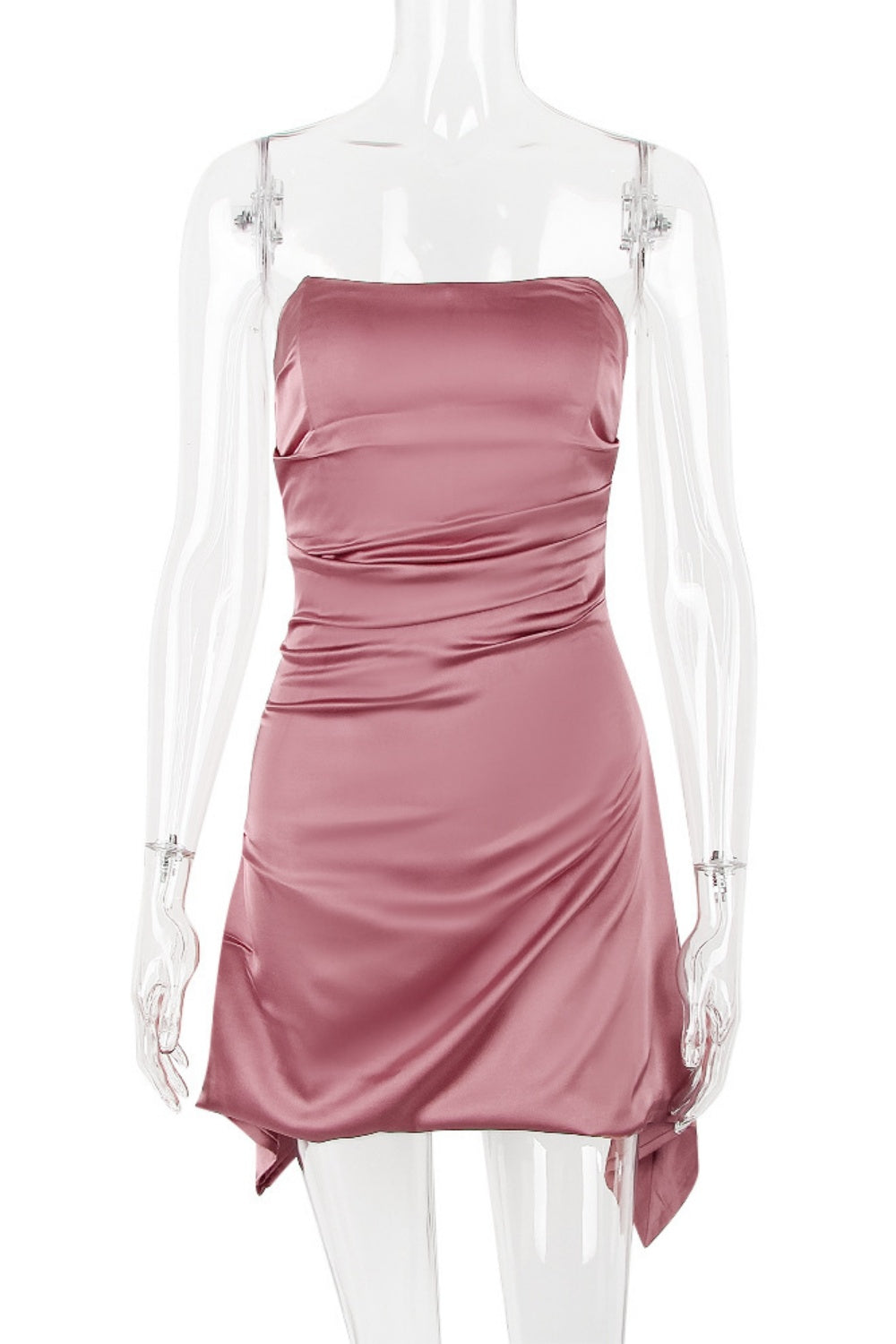 Strapless Ruched Fitted Party Dress in Floral