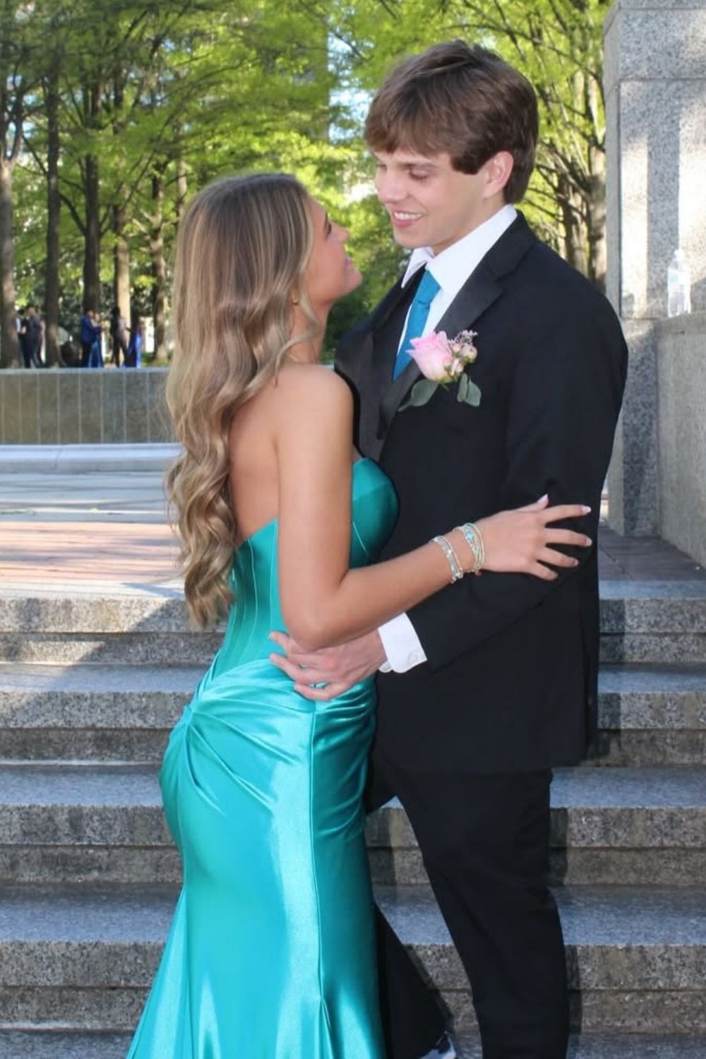 A-line Sweetheart Ruched Prom Dress in Blue