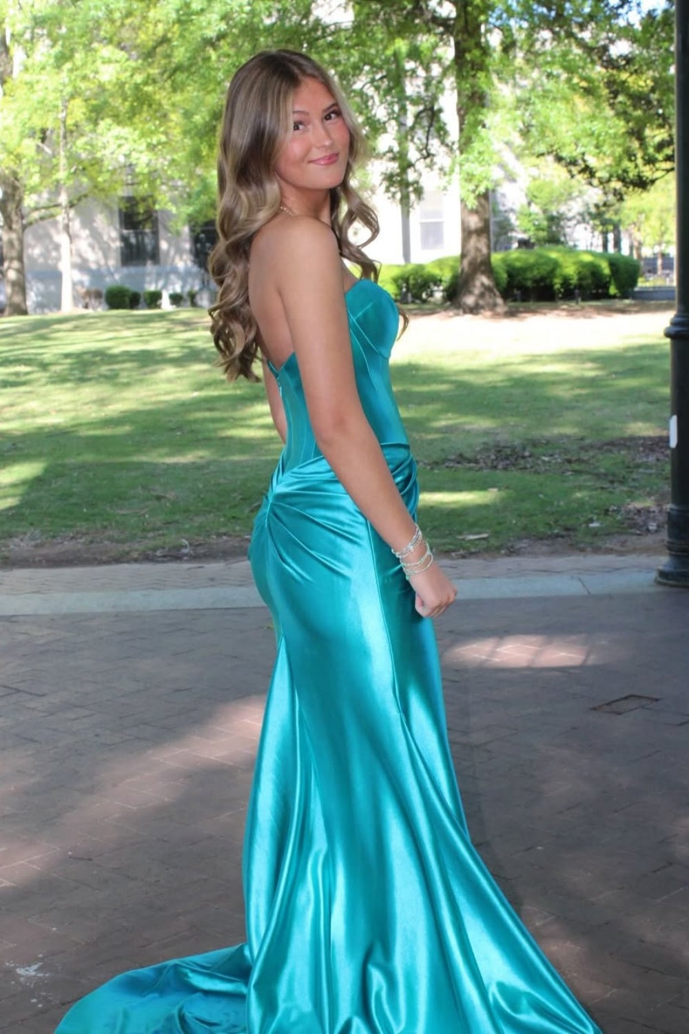 A-line Sweetheart Ruched Prom Dress in Blue