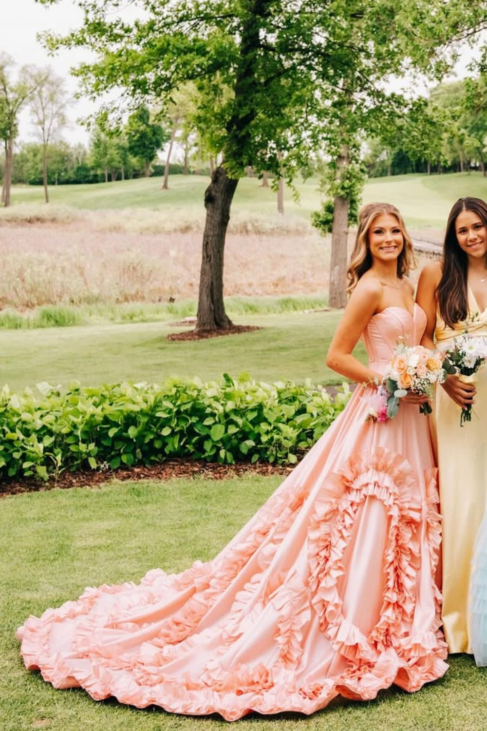 A-line Sweetheart Prom Dress with Ruffle in Pink