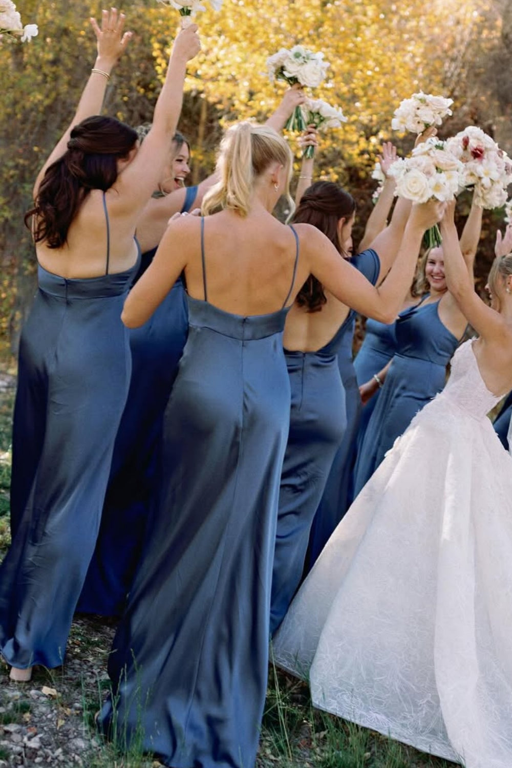 Spaghetti Straps Mermaid Bridesmaid Dress in Navy Blue