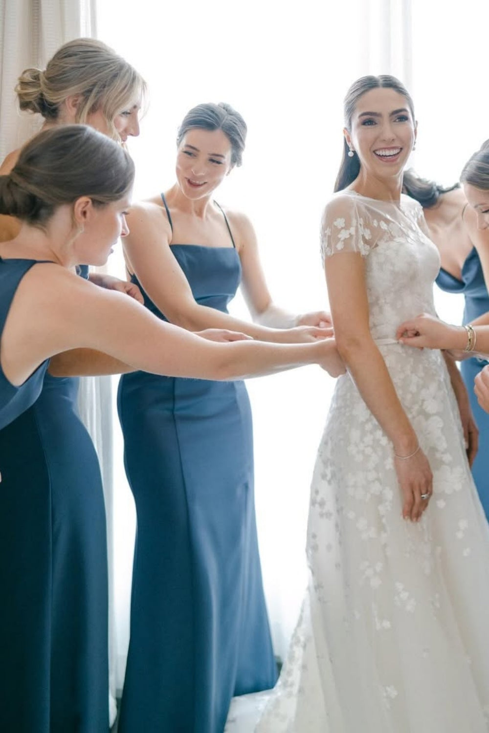 Spaghetti Straps Mermaid Bridesmaid Dress in Navy Blue