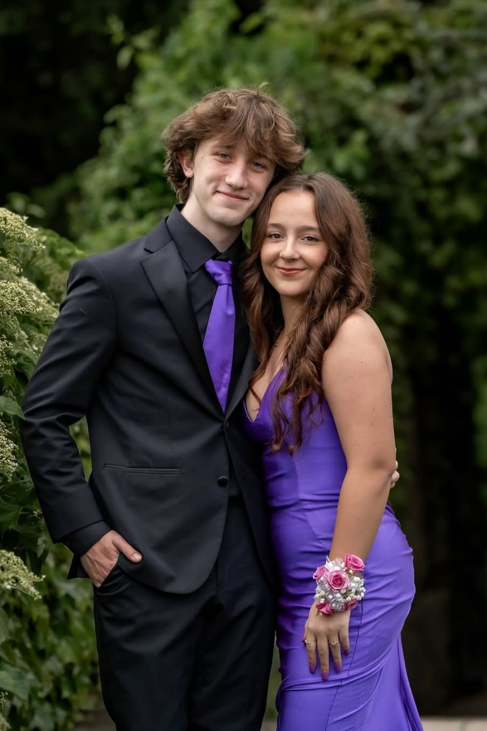 V-neck Mermaid Ruched Prom Dress with Slit in Purple