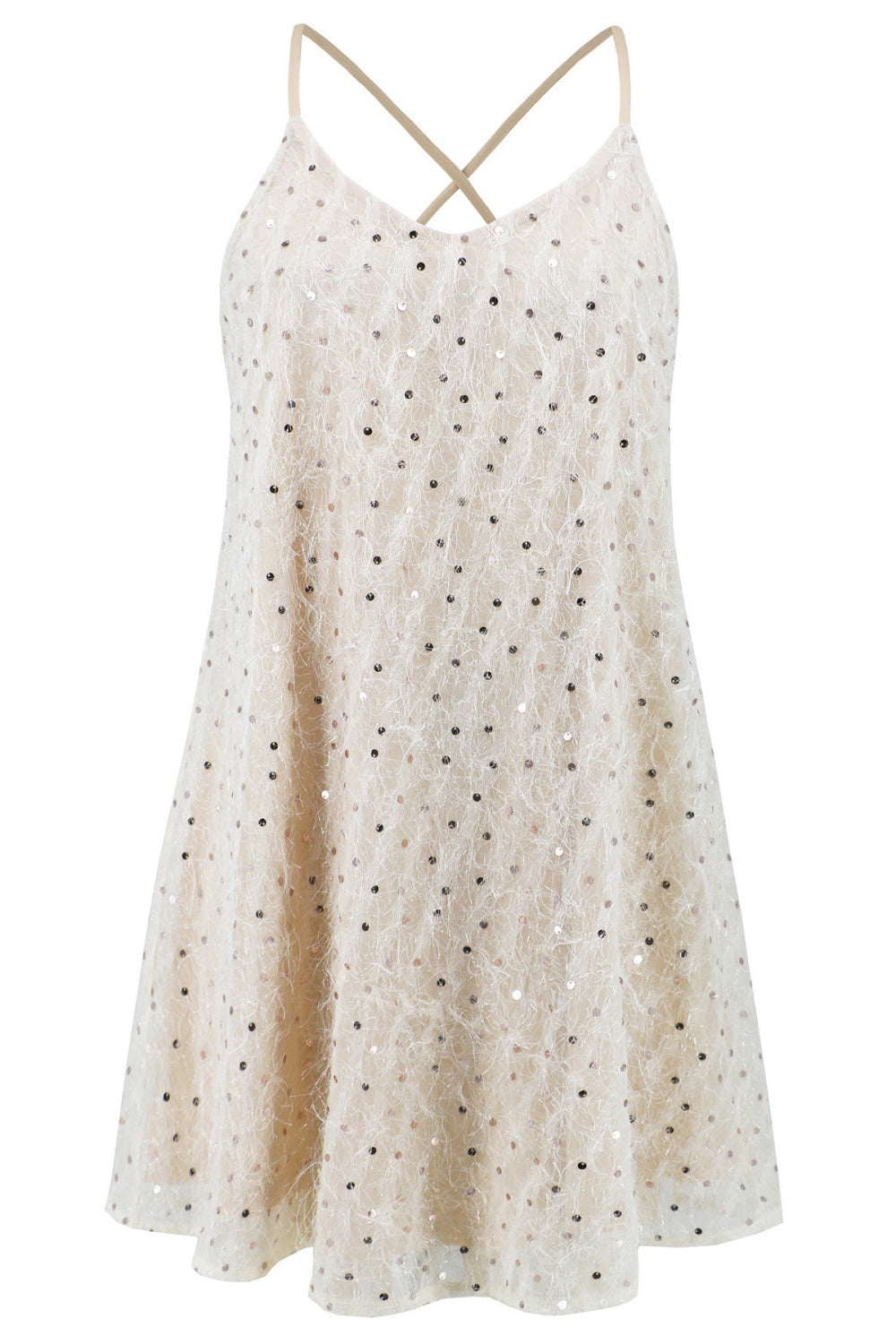 Sexy Sequin Spaghetti Straps Homecoming Dress in Apricot