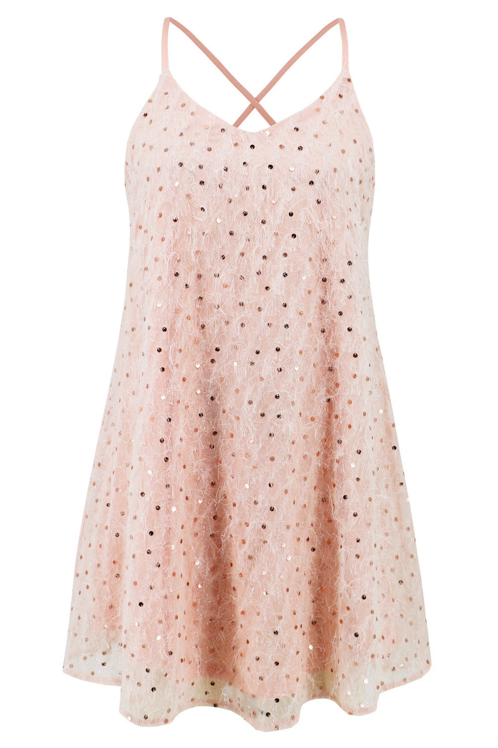 Sexy Sequin Spaghetti Straps Homecoming Dress in Apricot