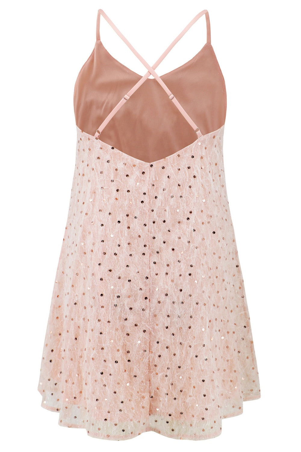 Sexy Sequin Spaghetti Straps Homecoming Dress in Apricot