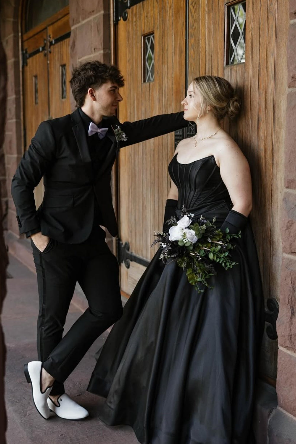 Strapless Ruched A-line Prom Dress in Black
