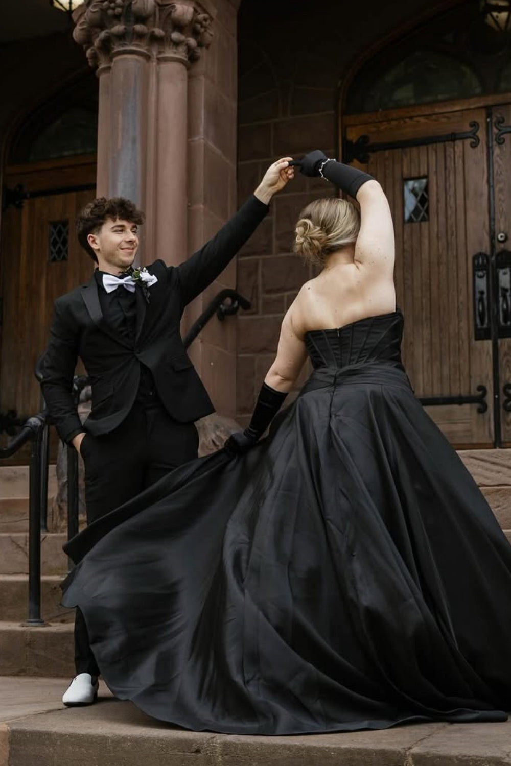 Strapless Ruched A-line Prom Dress in Black