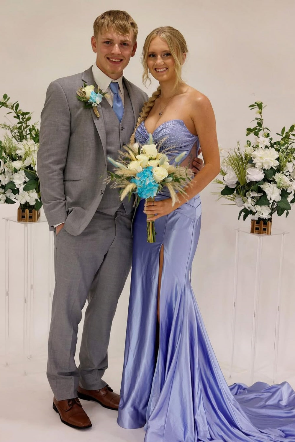Beaded Sweetheart Illusion Mermaid Prom Dress in Purple